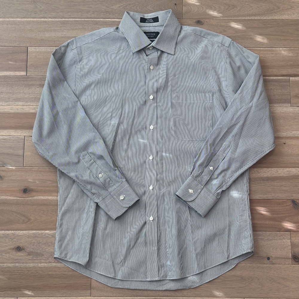 Nordstrom Men's Gray striped Button Down Shirt 2 for $20